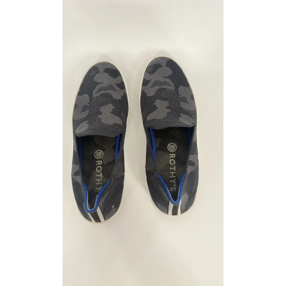 Rothy's Camo Slip On Sneakers Women's 8 Gray Black Knit Washable Casual Comfort - Picture 1 of 5